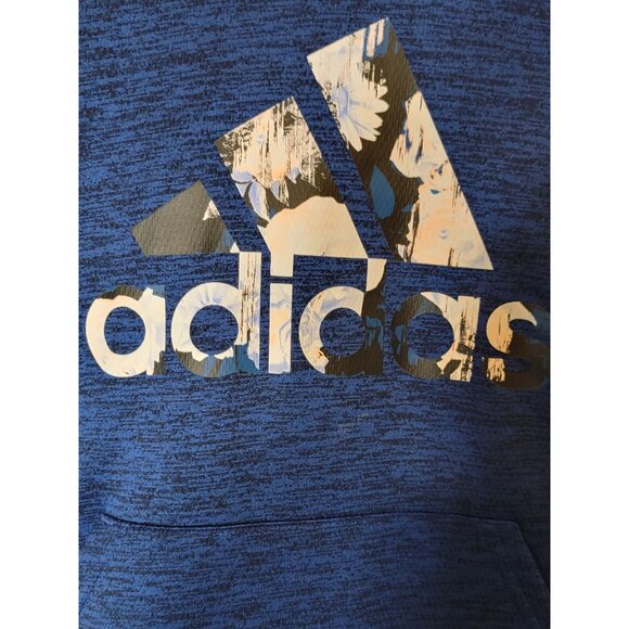 Adidas Pullover Hooded Sweatshirt Size Large Blue Black Logo Hoodie - Picture 3 of 7